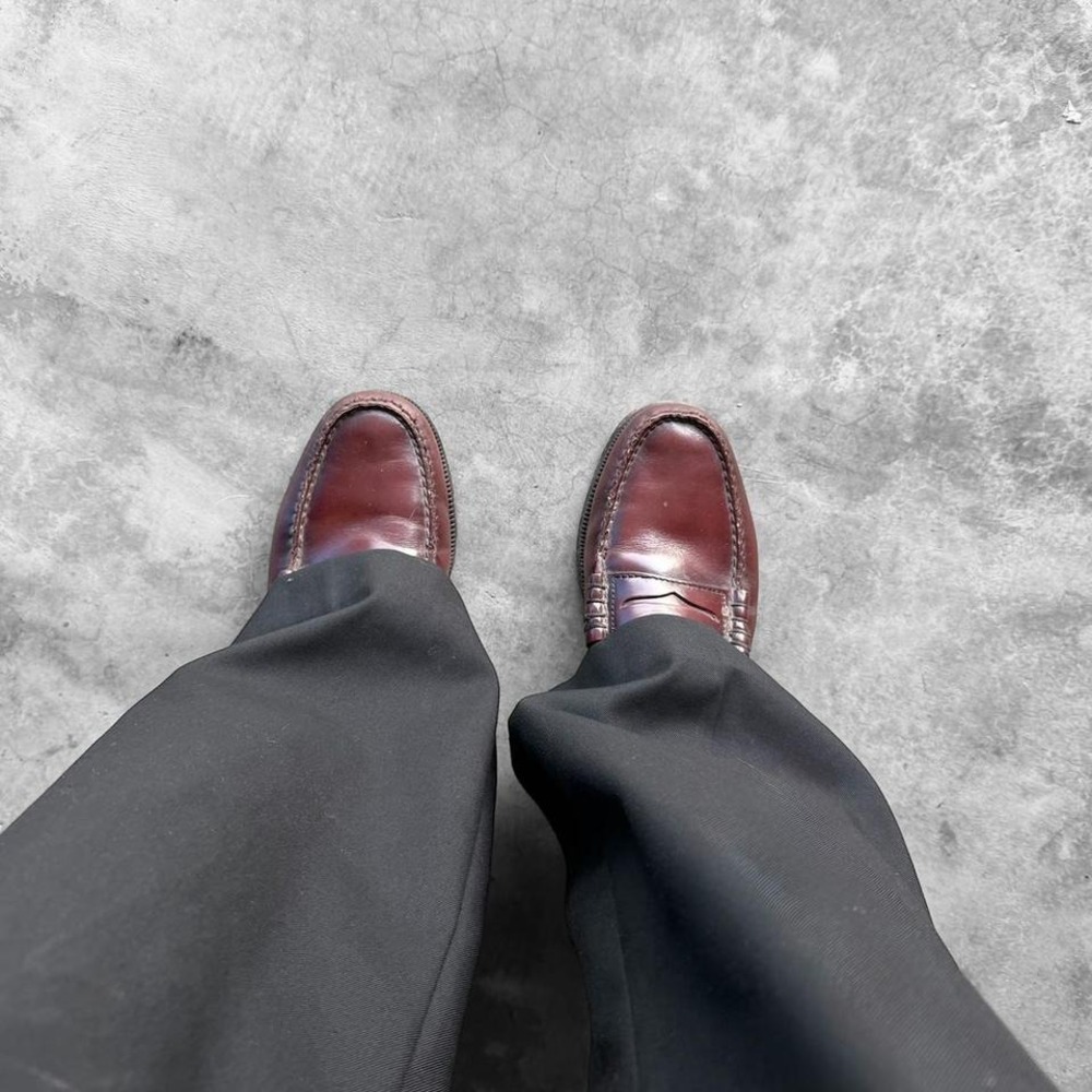 Vintage 90's FLORSHEIM burgundy red shiny leather penny loafers shoes size 9 D